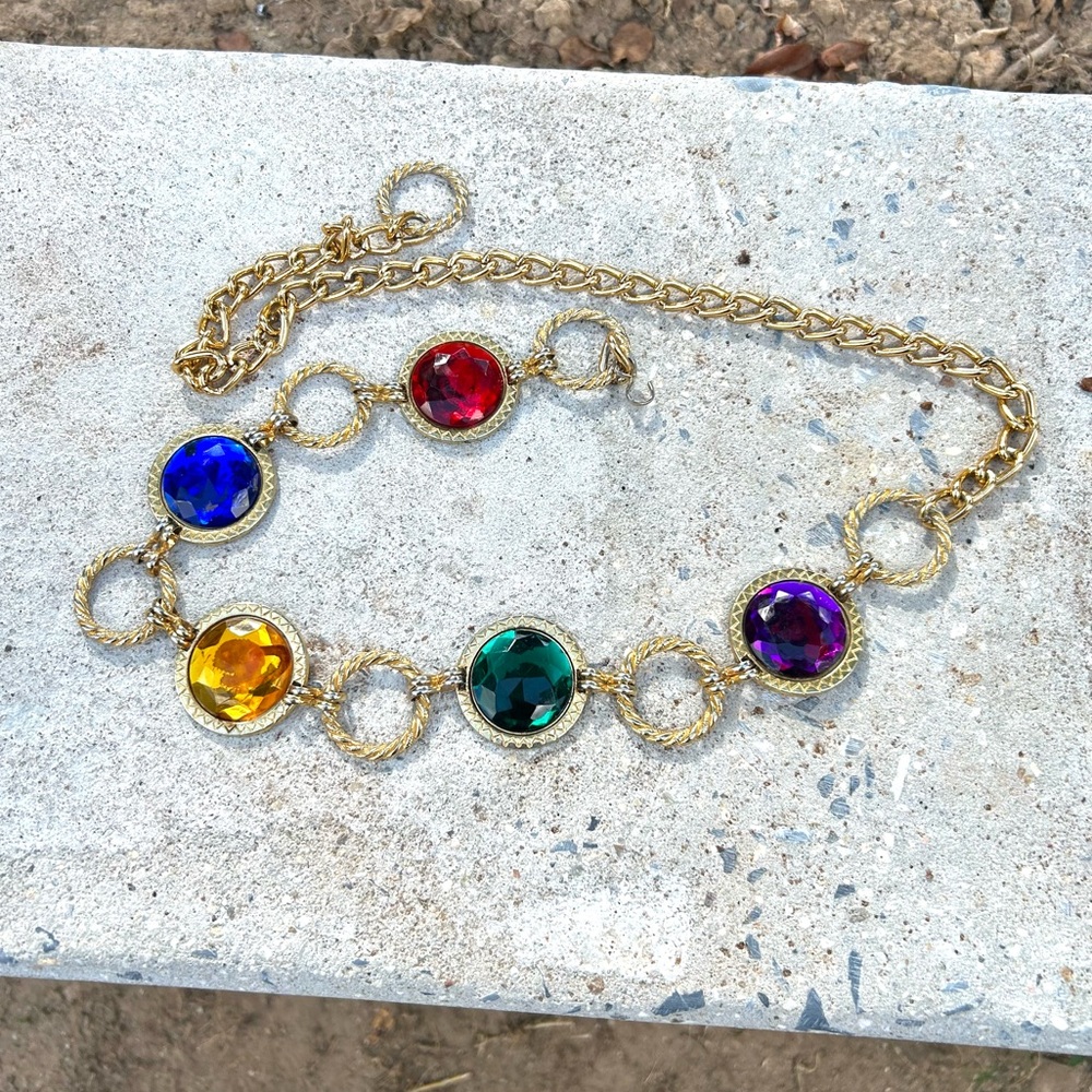 Vintage Jewel Gem Belt Made In Taiwan